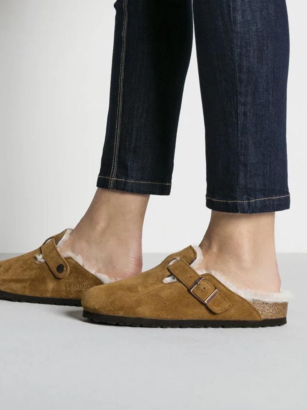 Birkenstock Sabot Unisex Boston Vl Shearling 1001141 Cognac