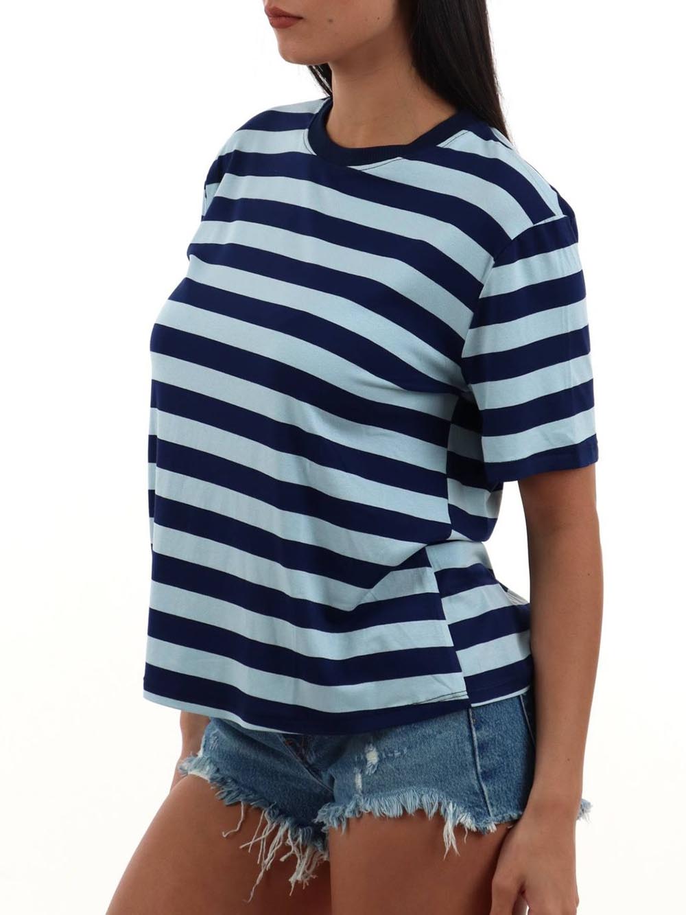righe I AM T-shirt Donna 26522 Blu celeste