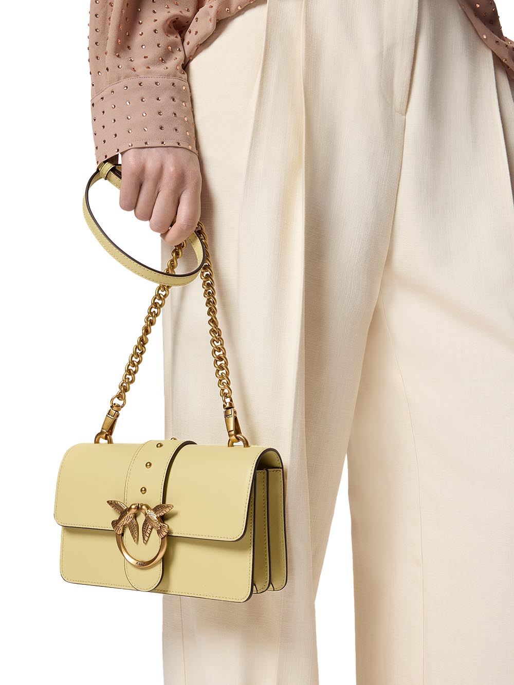 LOVE ONE MINI ST. CL VITELLO S Pinko Borsa a Tracolla Donna 105856 A0f1 Giallo Vaniglia