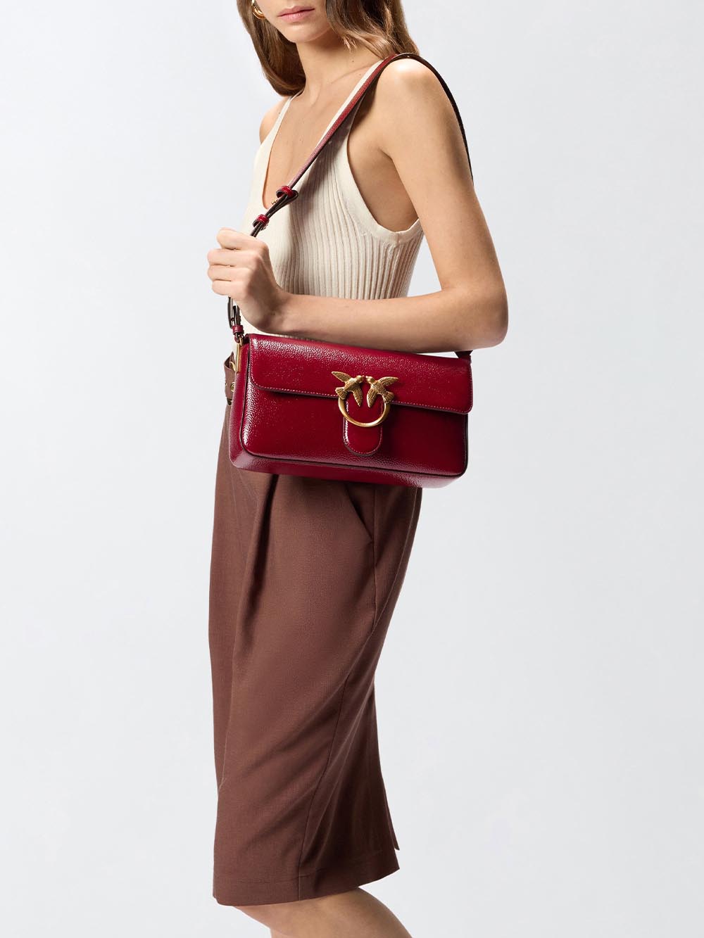 LOVE ONE SLOUCHY CLASSIC MEZZO Pinko Borsa a Tracolla Donna 106243 A2x6 Rosso scuro