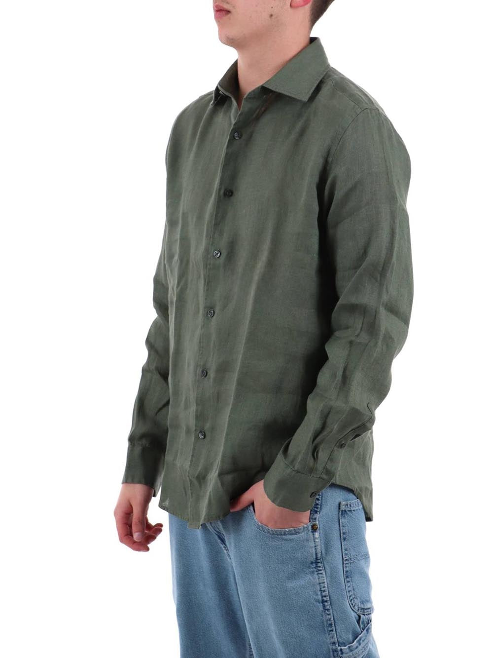 YOS Camicia Uomo 9432900 Verde sottobosco