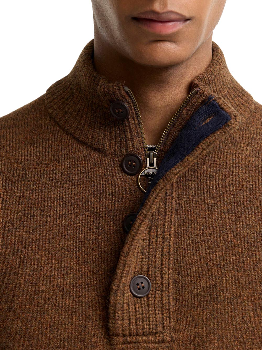 ESSENTIAL PATCH HALF ZIP Barbour Maglia Uomo Mkn0585 Marrone