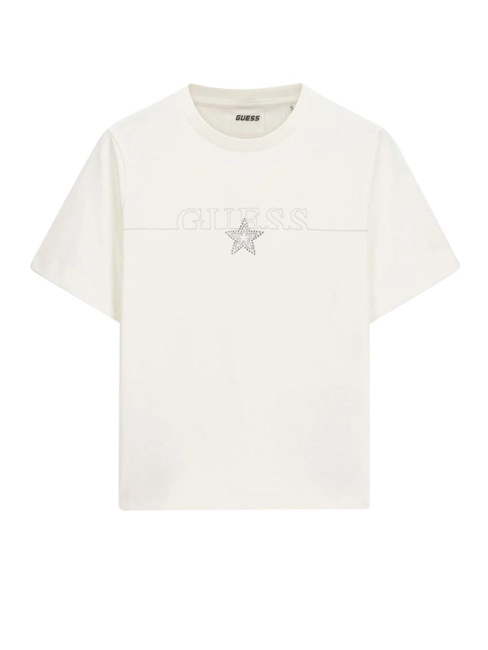 AGENA SS T-SHIRT Guess T-shirt Donna V6yi05 K4272 Vaniglia