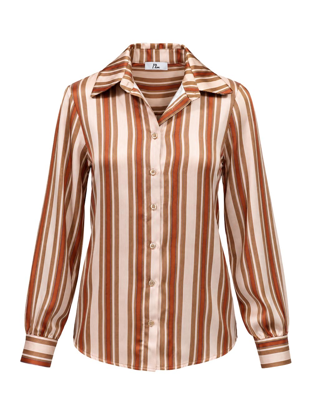 righe I AM Camicia Donna 26628 Beige