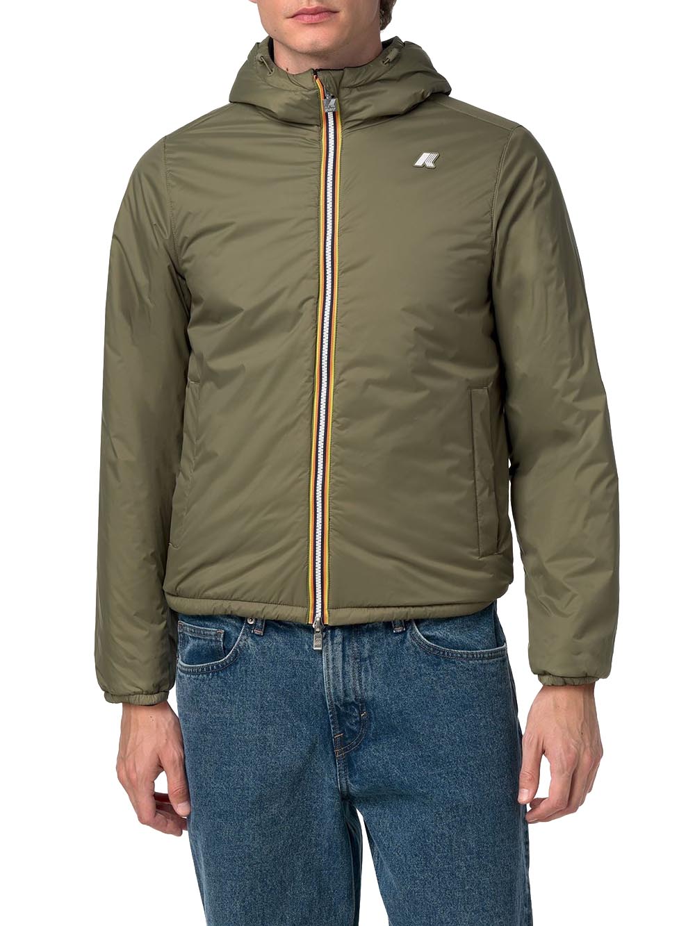 JACK SPACER NYLON DOUBLE K-Way Giubbino Uomo K8142yw Nero/verde