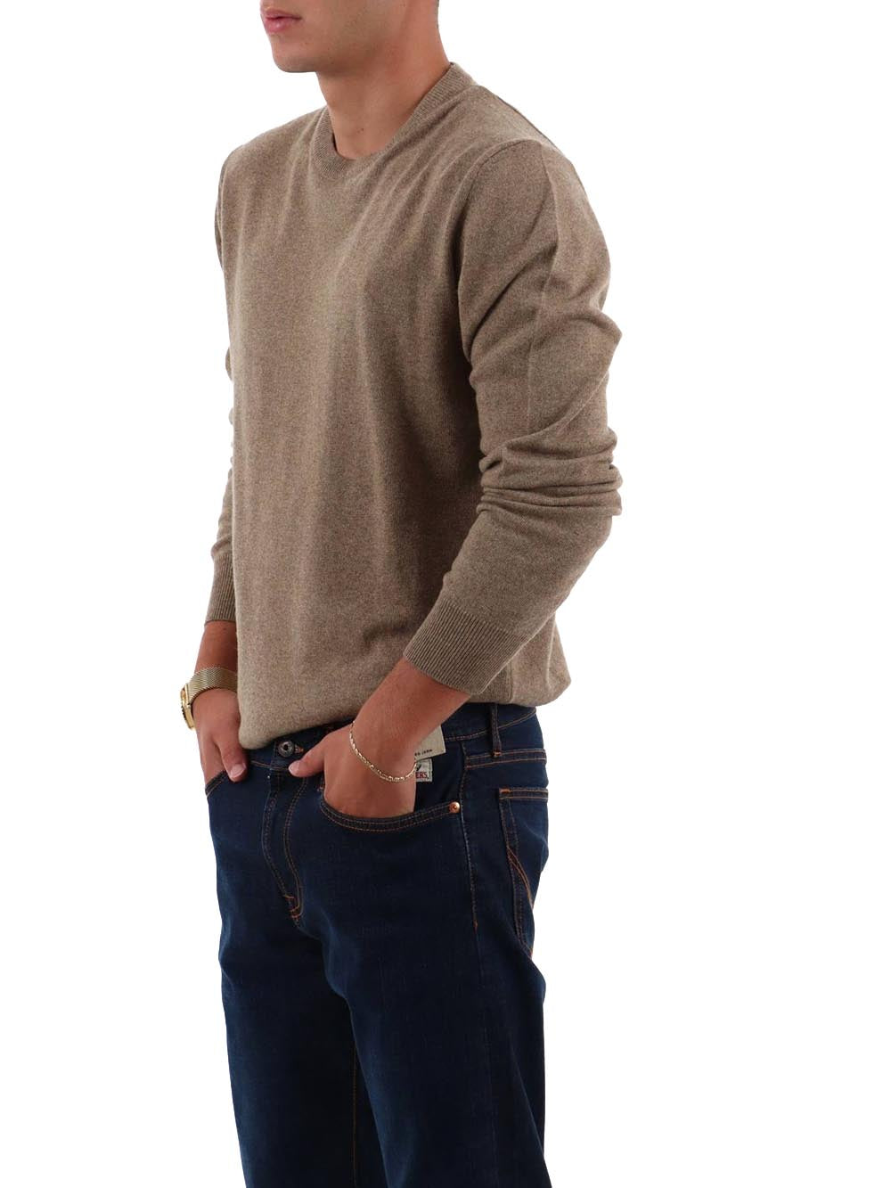 Roy Roger's Pullover Uomo Crew Man Rru199 Ct48 Marrone chiaro