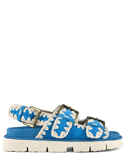 Mou Sandalo Donna Bio Two Buckles And Back Strap Turchese