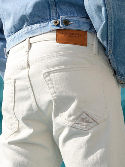 Roy Roger's Jeans Uomo Cult Wide Selvedge Bar Bianco