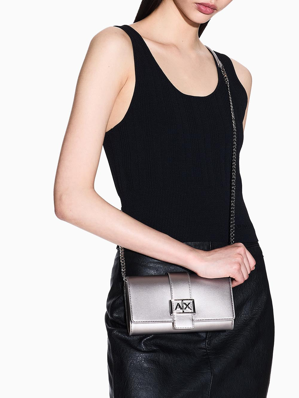 Armani Exchange Portafoglio Donna Xw000358 Af12039 Grigio argento