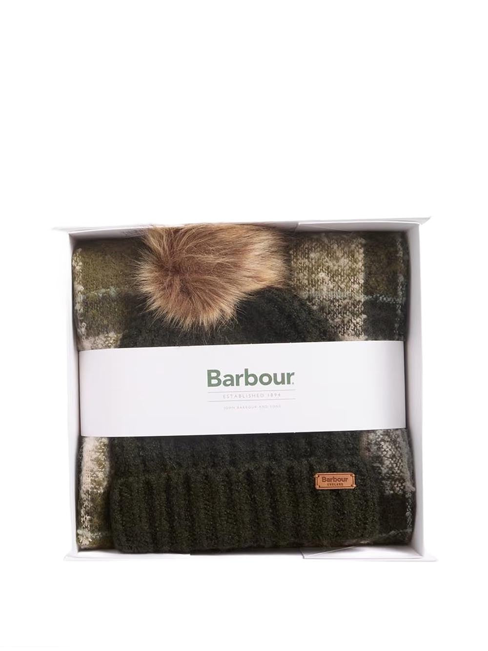 Barbour Set Cappello & Sciarpa Donna Lgs0077 Verde/Marrone