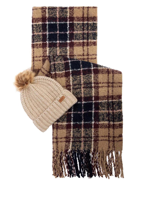 Barbour Set Cappello & Sciarpa Donna Lgs0077 Blu/beige