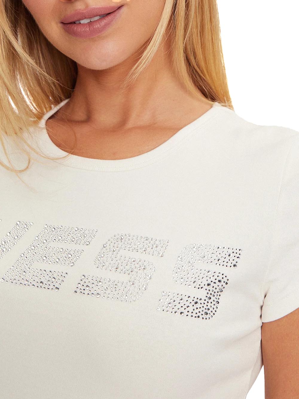 Guess T-shirt Donna V4bi16 Kciv1 Panna