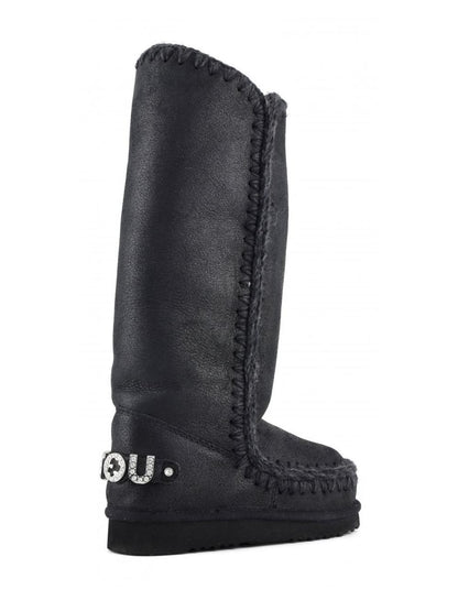 ESKIMO 40 RHINESTONES LOGO Mou Stivali Donna Mu.fw101052b Nero