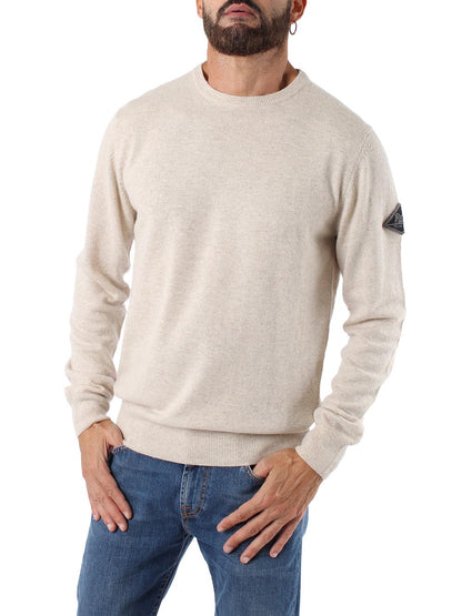 Roy Roger's Pullover Uomo Crew Neck Man Rru502 Cc53 Beige