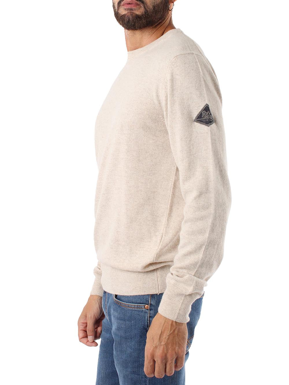Roy Roger's Pullover Uomo Crew Neck Man Rru502 Cc53 Beige