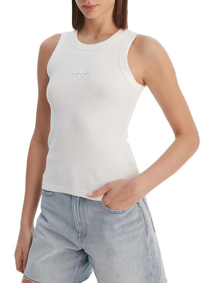 sl monogram rib tank Calvin Klein Jeans Top Donna Lv047e200g Panna
