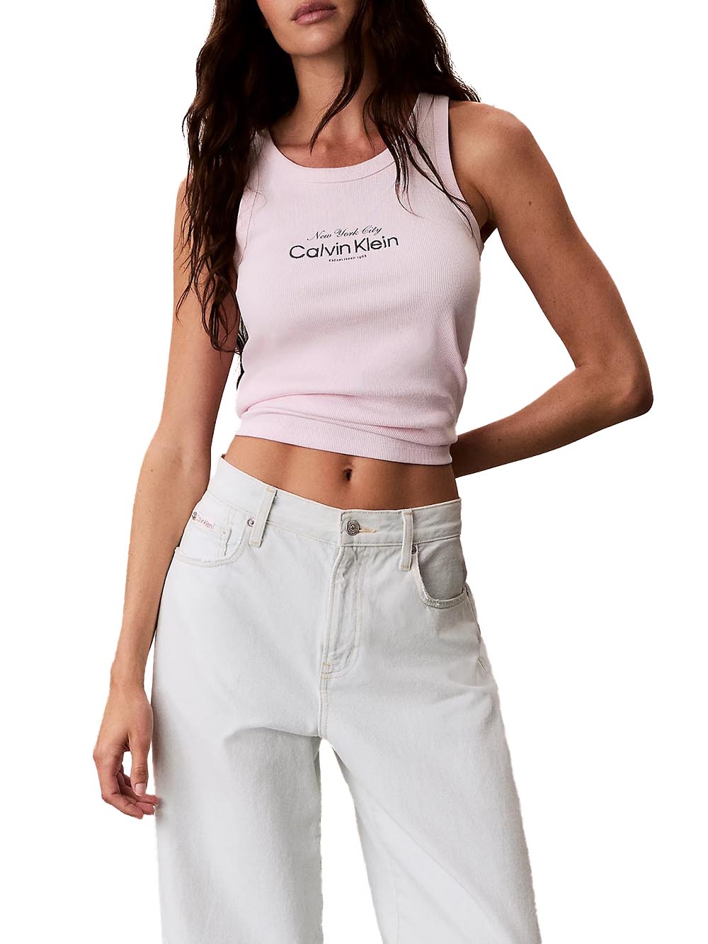 Calvin Klein Jeans Canotta Donna Lv047f816g Rosa