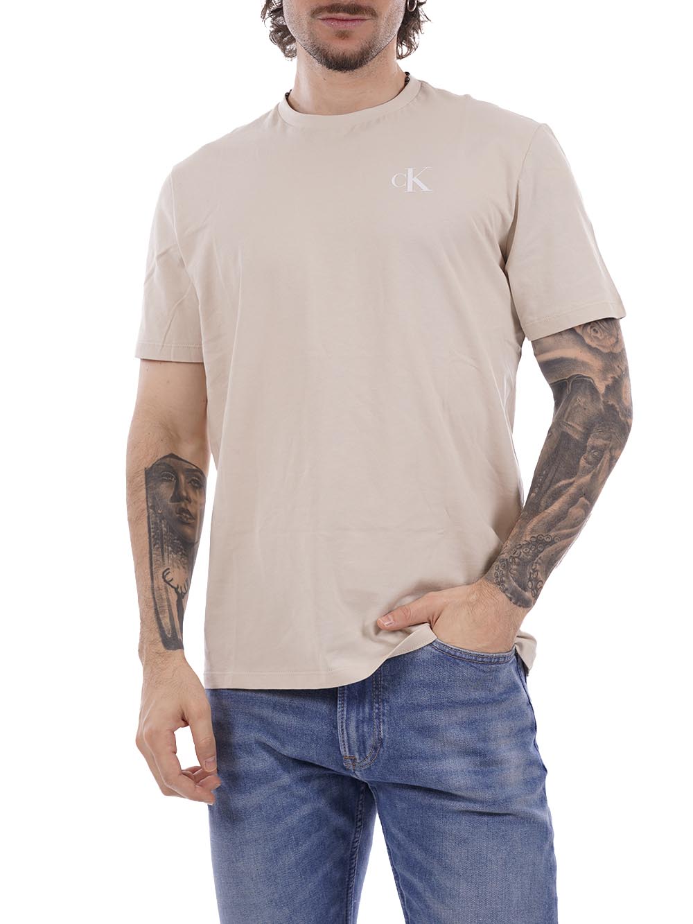 ss 30s classic back Calvin Klein Jeans T-shirt Uomo Lv14rf852g Beige