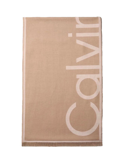 oversized logo lw jacquard sto Calvin Klein Foulard Donna Lv04f8066g Beige