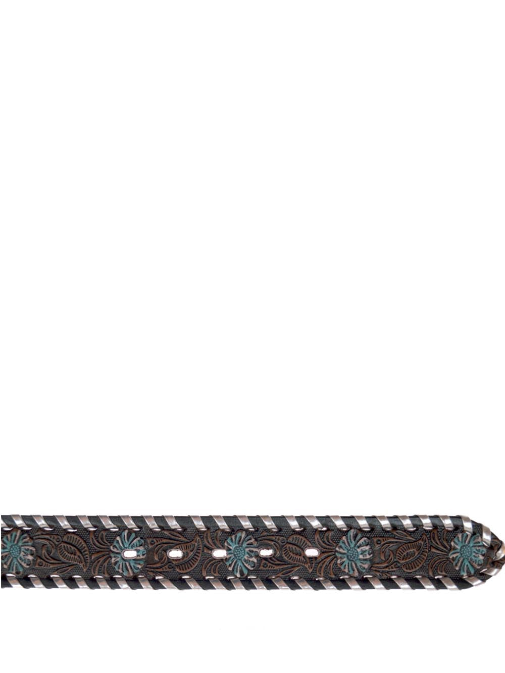 stampa fiori blu infilata argento EL CHARRO Cintura Unisex E701 Marrone