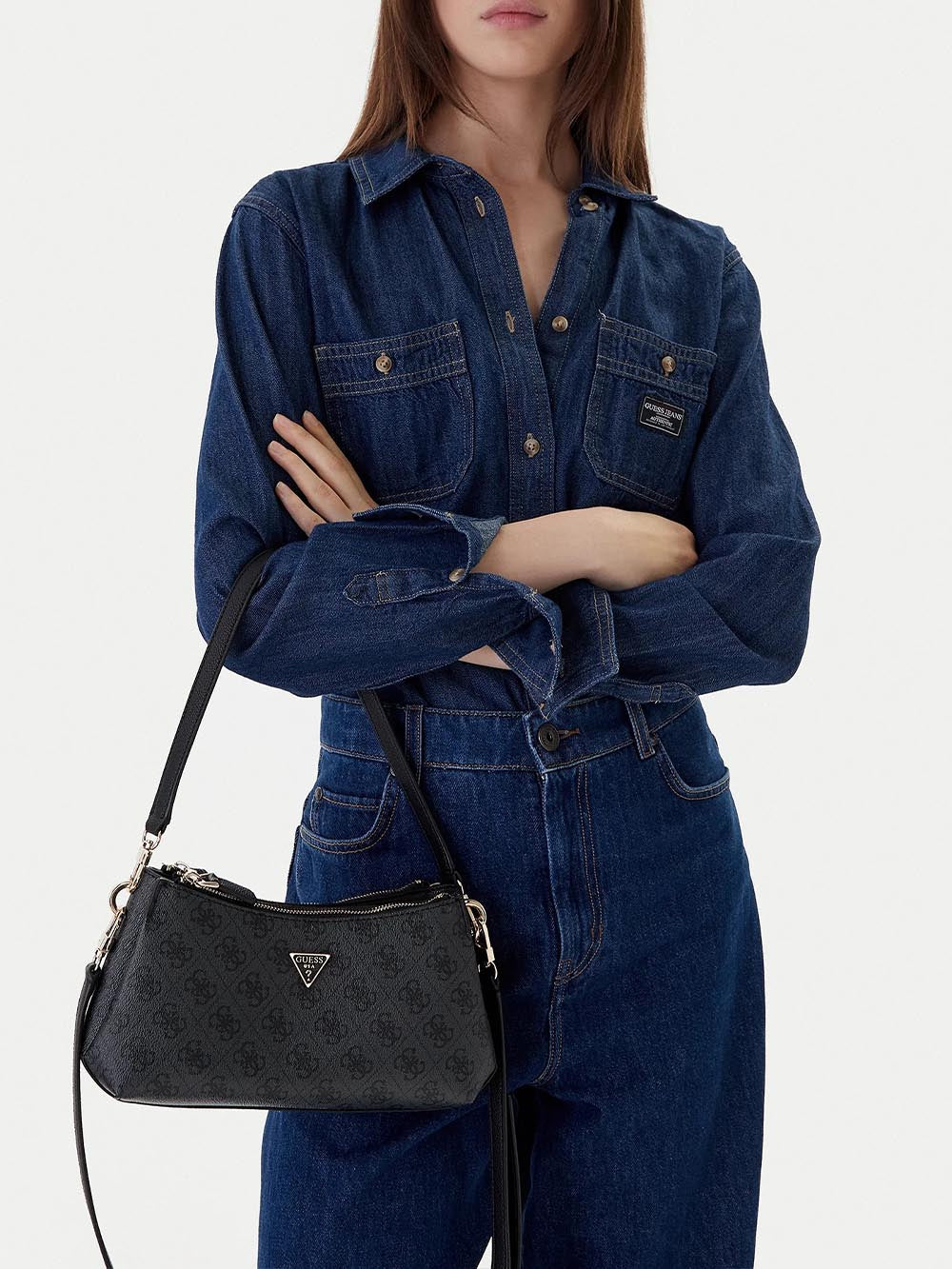 ANADELA 3 COMP SATCH Guess Borsa a Spalla Donna Hwbg96 72730 Grigio