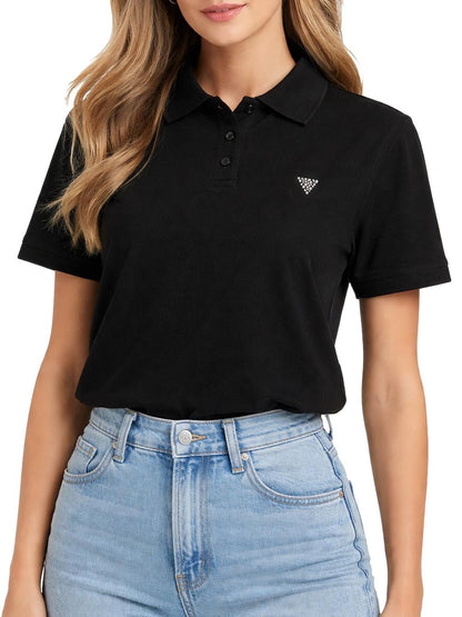 SILVY BOXY POLO SHIR Guess Polo Donna V6gp11 K3278 Nero