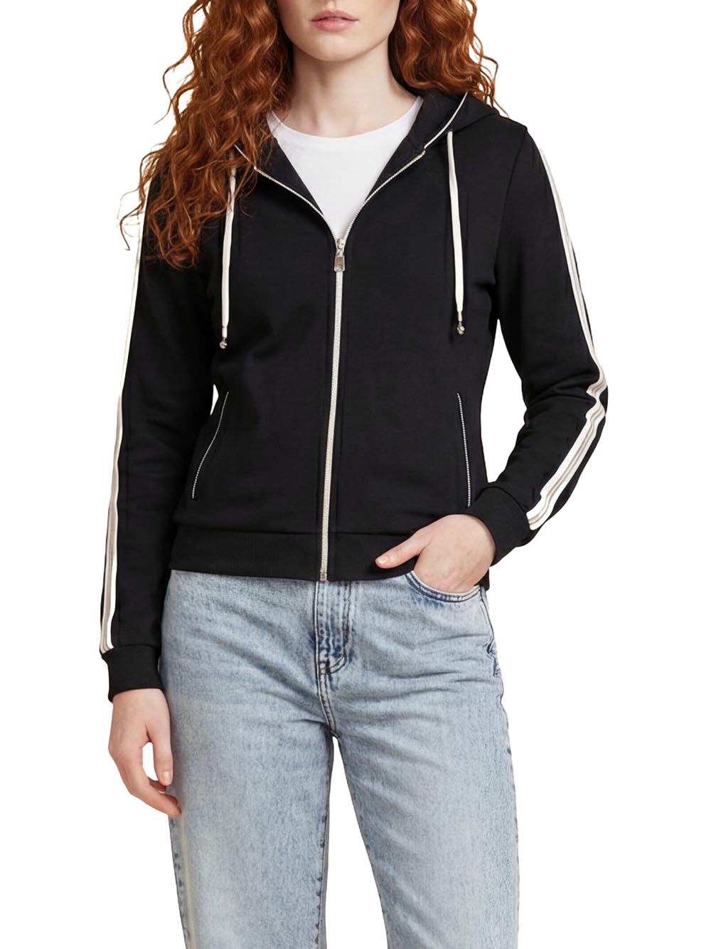 CIRCE FULL ZIP HOODI Guess Felpa Donna V6gq07 K3096 Nero