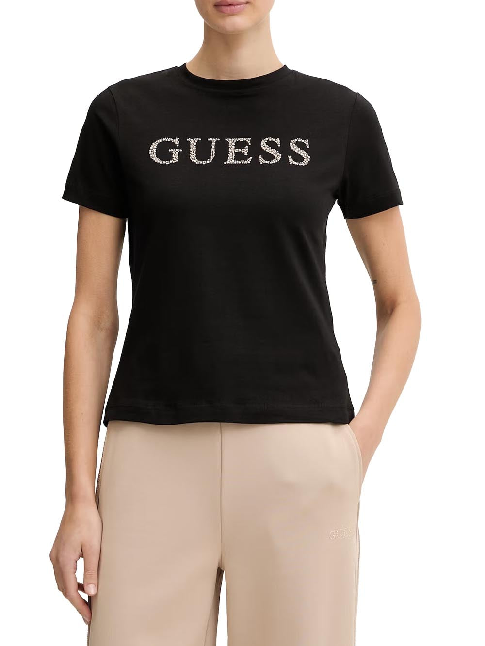 OCTAVIA RN SS T-SHIR Guess T-shirt Donna V6ri20 J1314 Nero