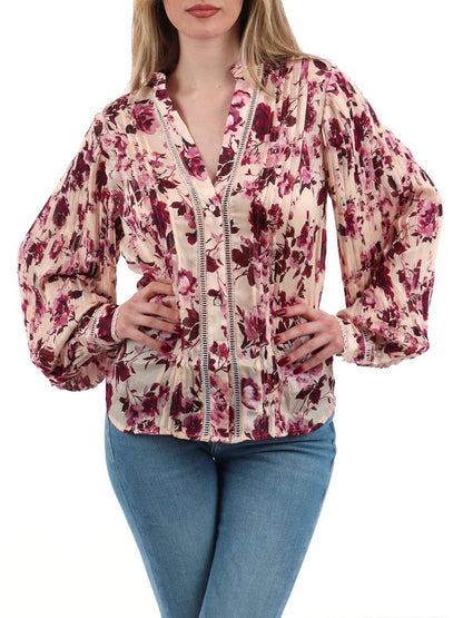 NEW JOSETTE LS TOP Guess Camicia Donna W5rh16 Wdw82 Marrone/Rosa