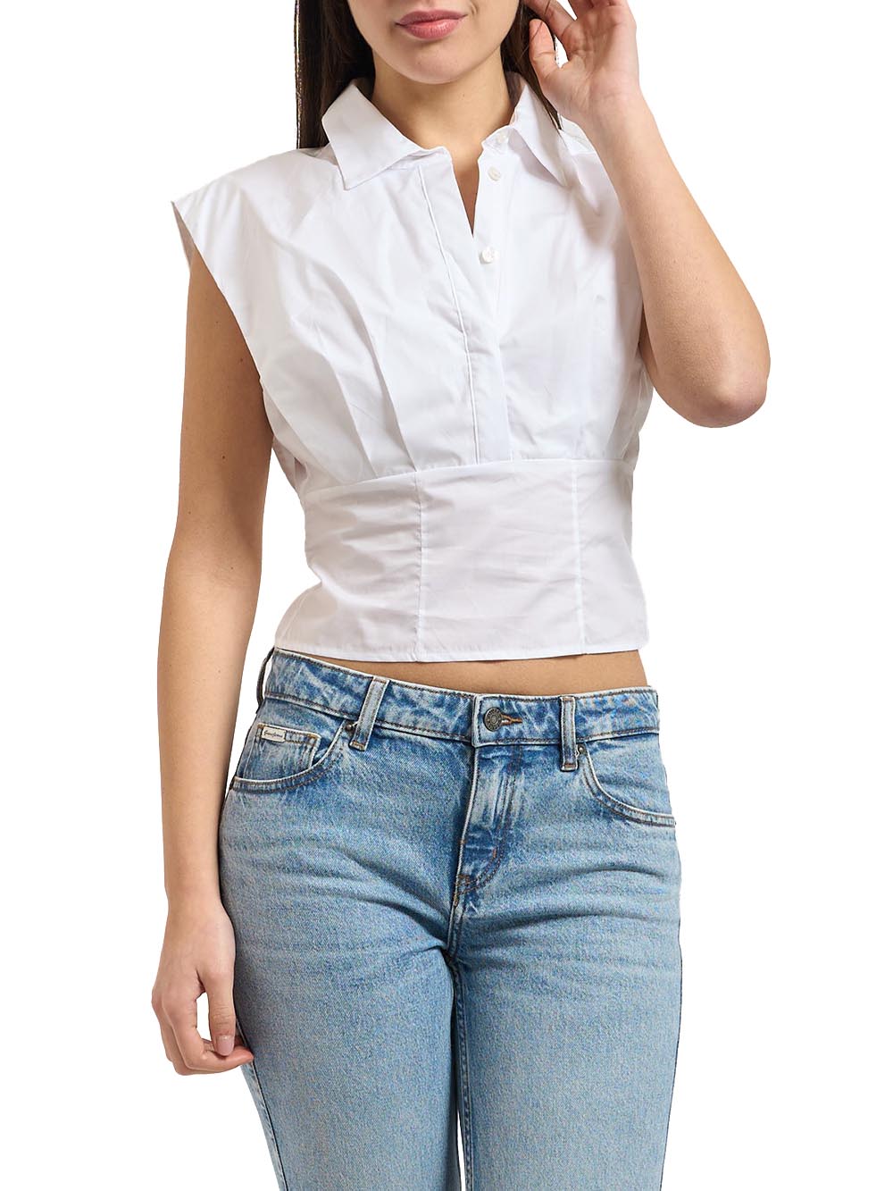 SL CHERRY TOP Guess Camicia Donna W6gh95 W2399 Bianco