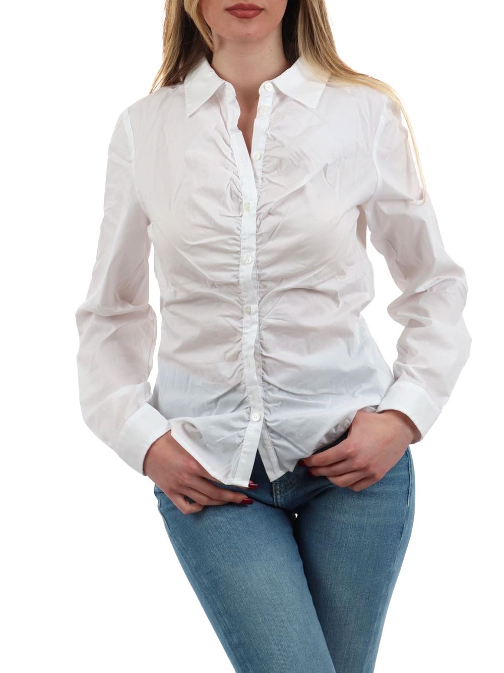 LS EMILY SHIRRED POP Guess Camicia Donna W6rh85 W1lu1 Bianco