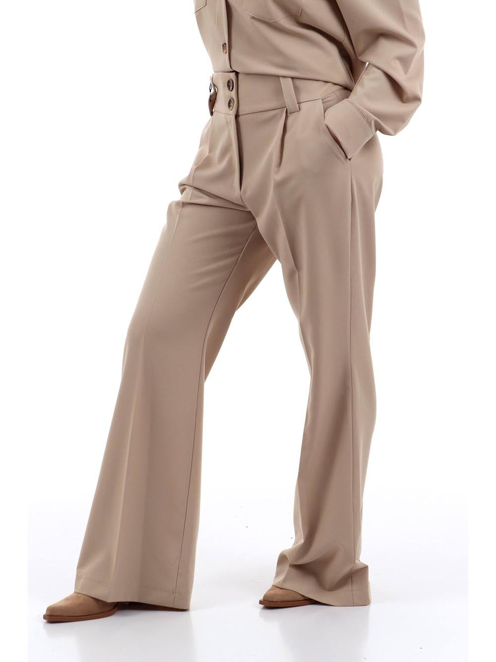 vita alta palazzo I AM Pantalone Donna 13669 Beige
