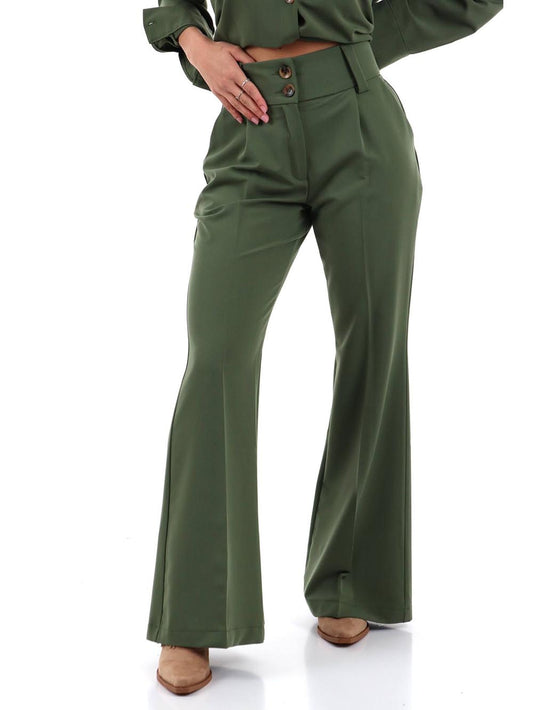 vita alta palazzo I AM Pantalone Donna 13669 Militare