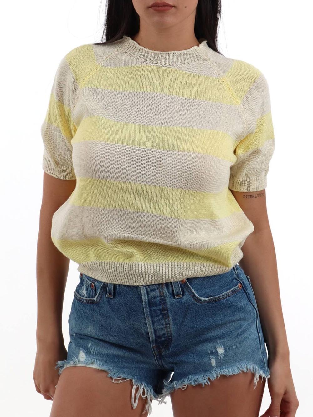 m/c righe I AM Maglia Donna 1810 Giallo beige