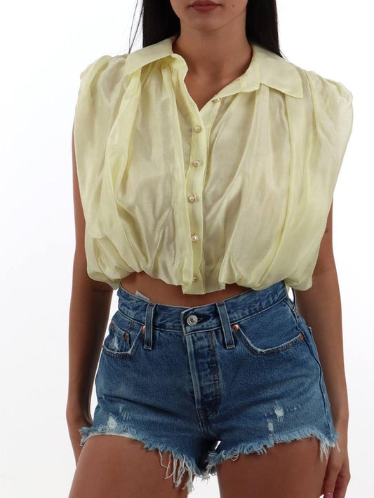 cropped smanicata I AM Camicia Donna 26104 Giallo