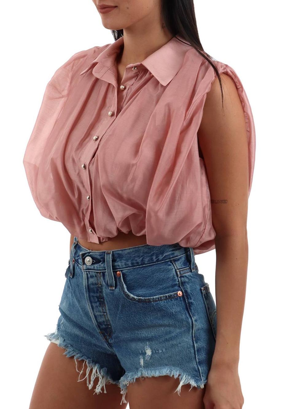 cropped smanicata I AM Camicia Donna 26104 Rosa