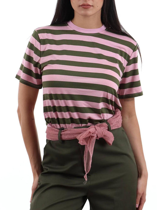 righe I AM T-shirt Donna 26522 Verde rosa