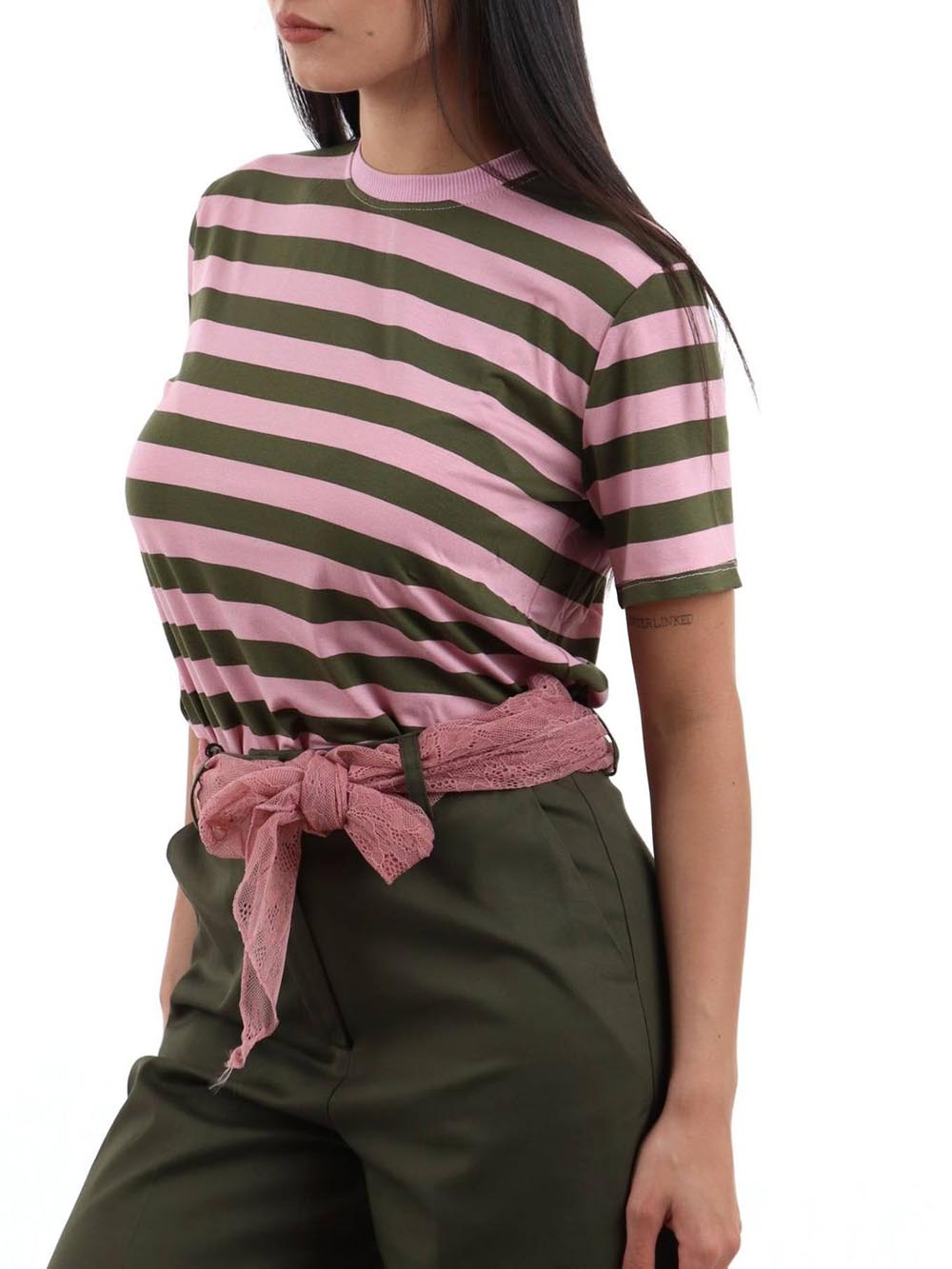 righe I AM T-shirt Donna 26522 Verde rosa