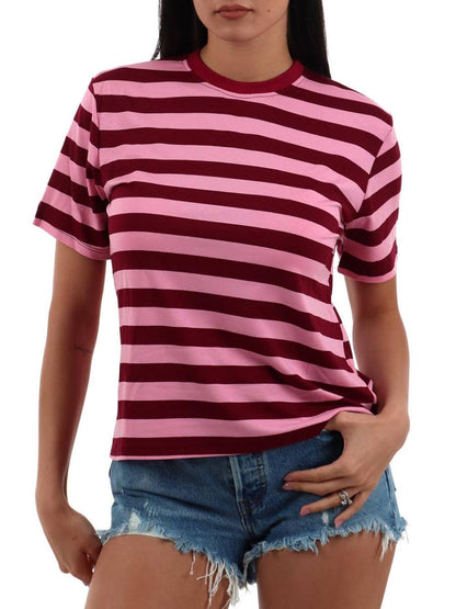 righe I AM T-shirt Donna 26522 Rosa vino