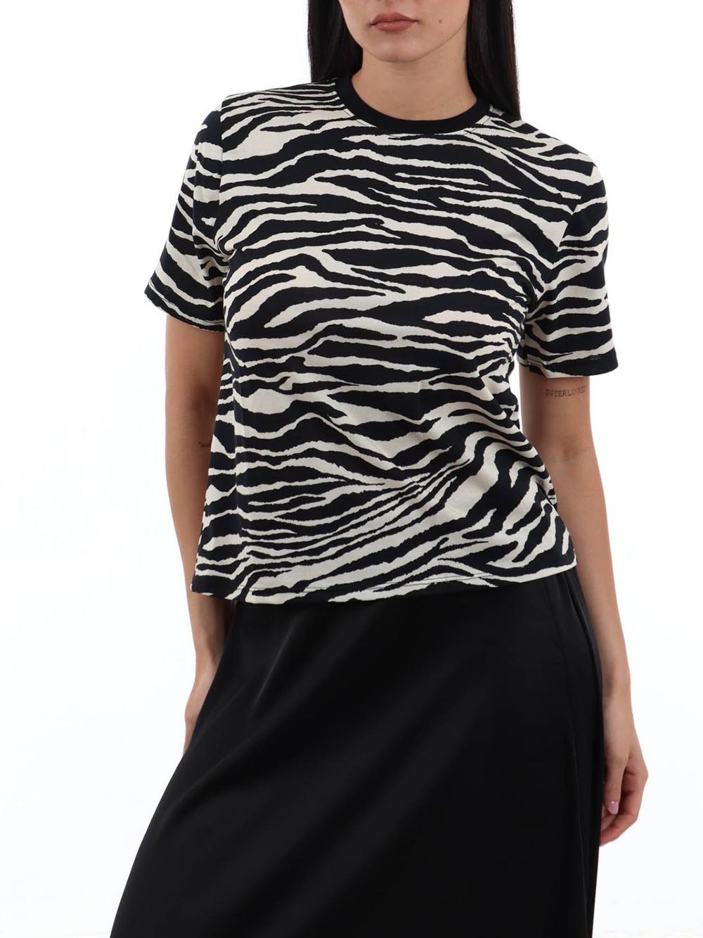 righe I AM T-shirt Donna 26522 Bianco nero