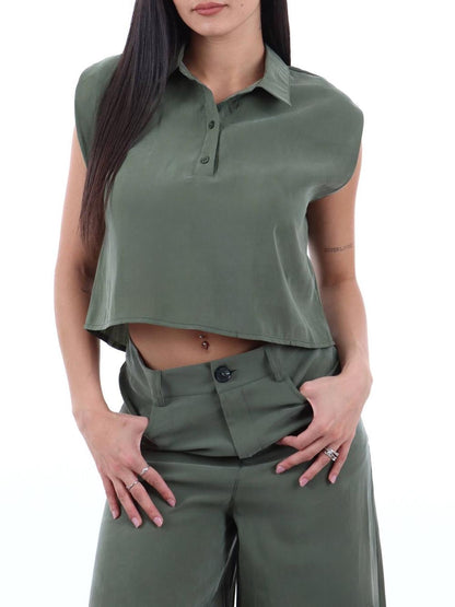 crop I AM Camicia Donna 30902 Militare