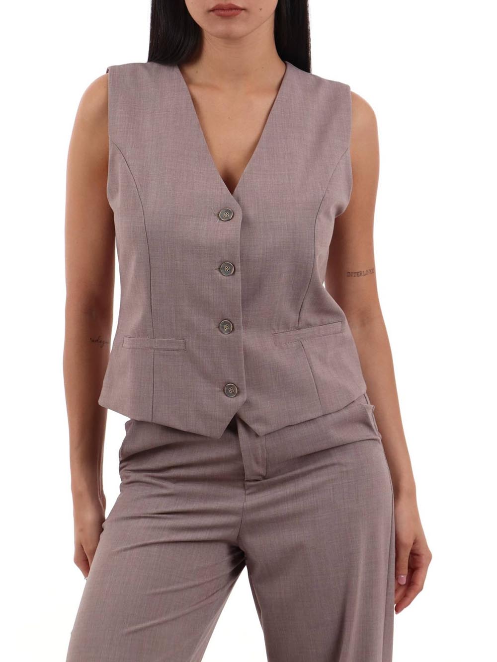 a v gessato I AM Gilet Donna 95105 Nocciola