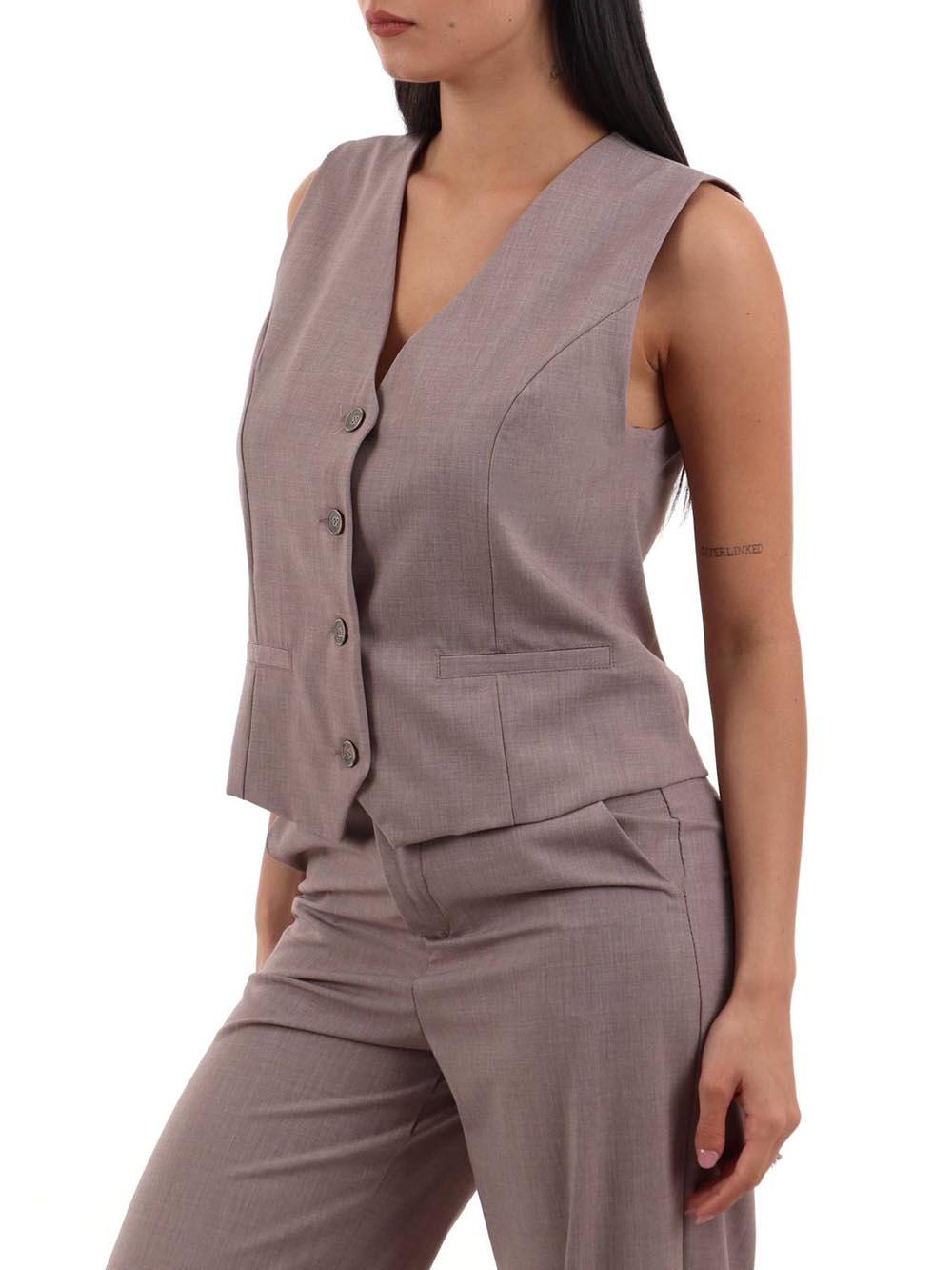 a v gessato I AM Gilet Donna 95105 Nocciola