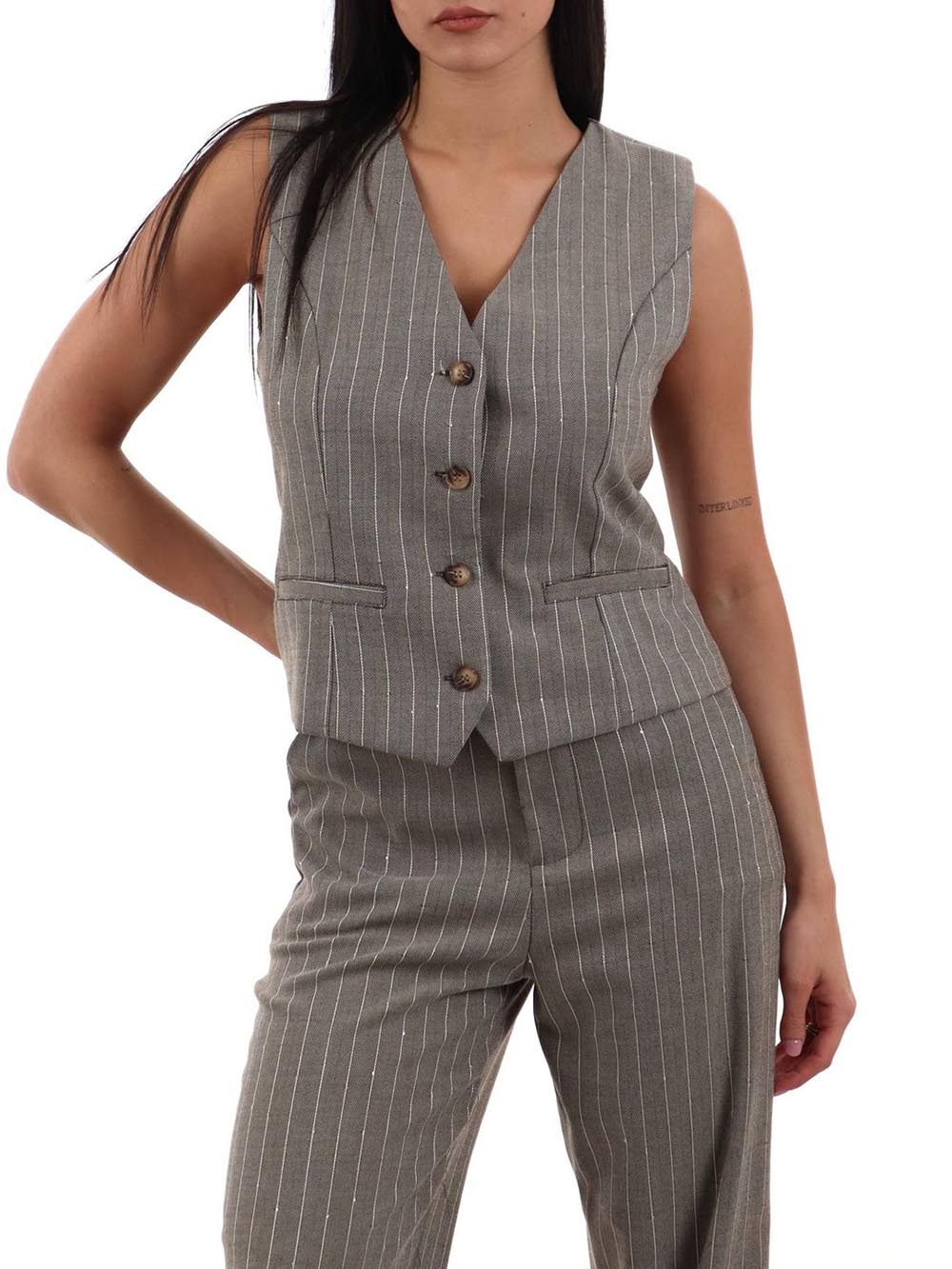 a v gessato I AM Gilet Donna 95105 Tortora