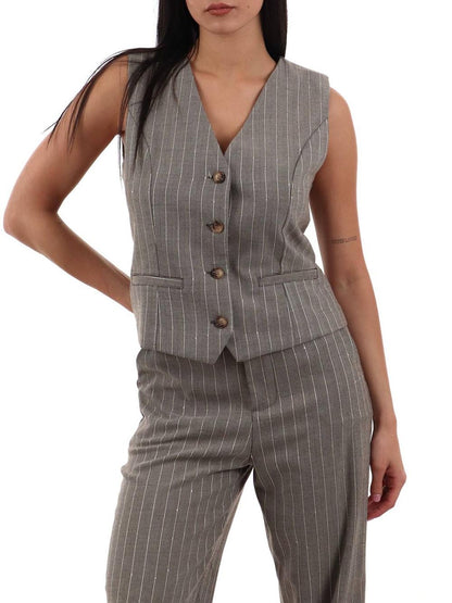 a v gessato I AM Gilet Donna 95105 Tortora