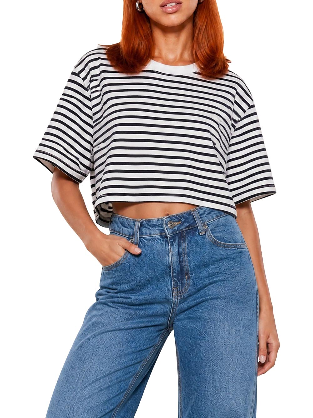 I AM T-shirt Donna Sle6ts241028d Panna nero