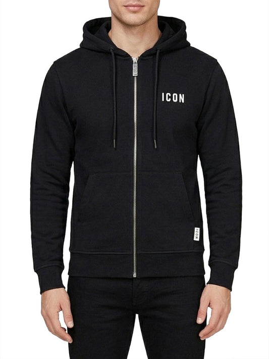 zip ricamo ICON Felpa Uomo Iupref002 Nero