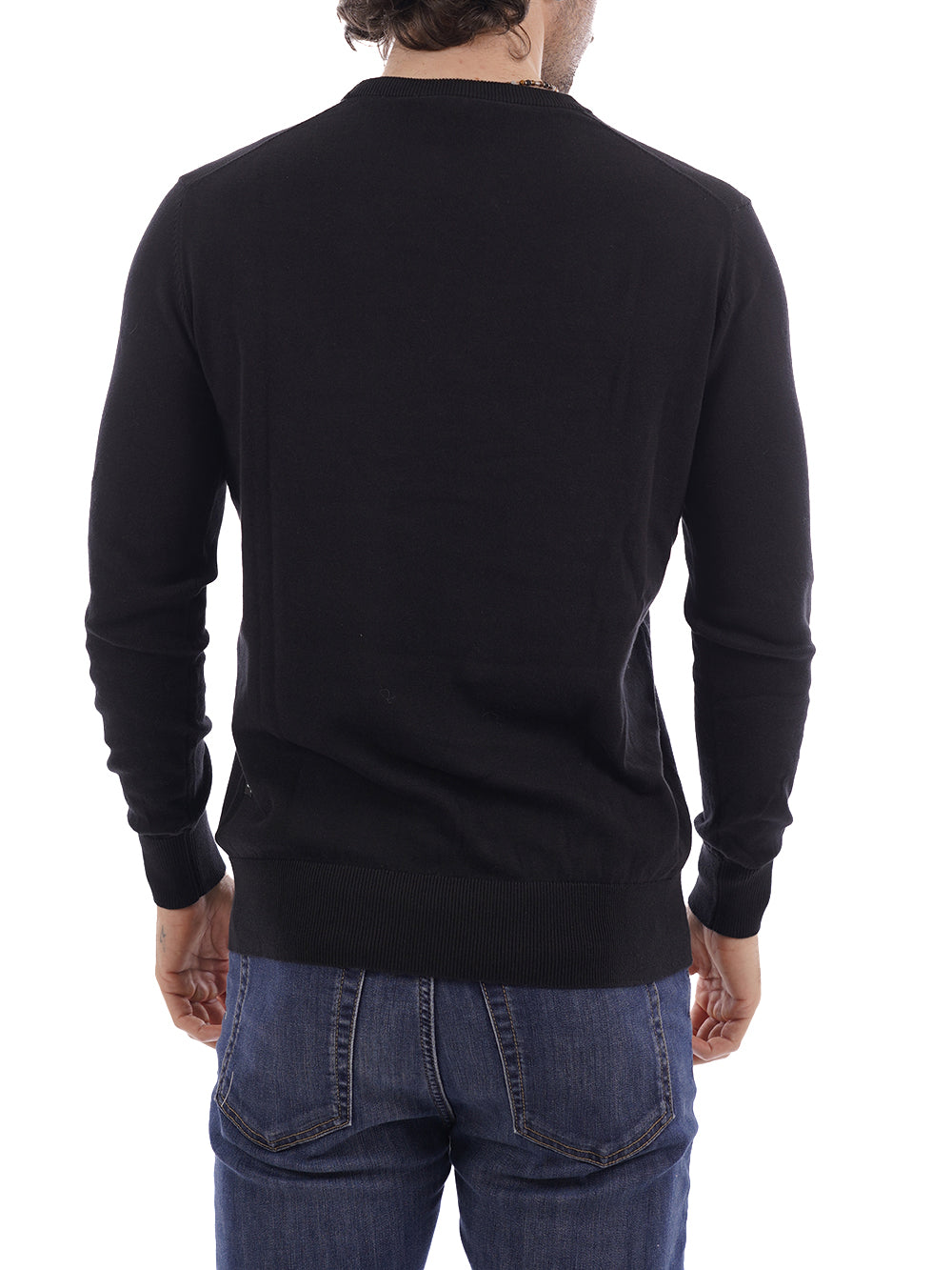 girocollo ricamo ICON Maglia Uomo Iuprem001 Nero