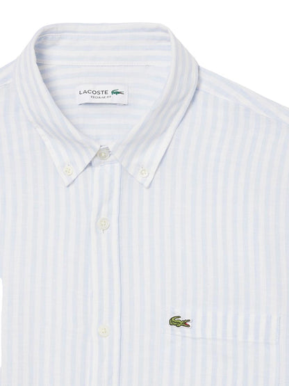 Lacoste Camicia Uomo Ch6985 Celeste/bianco