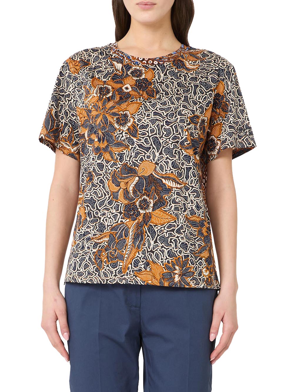 WKDBUSSOLA Max Mara Weekend T-shirt Donna 2615971022 Blu arancio